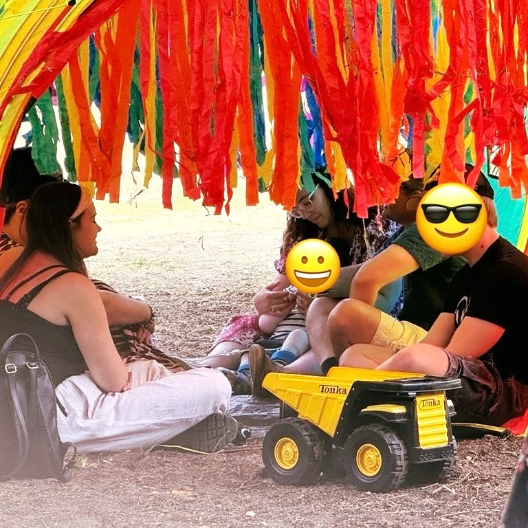 Staying out of the sun in the Tickle Tunnel!