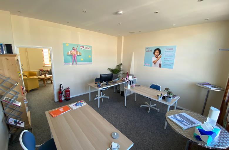 Our desk space, as well as our COVID-19 ready measures for social distancing!