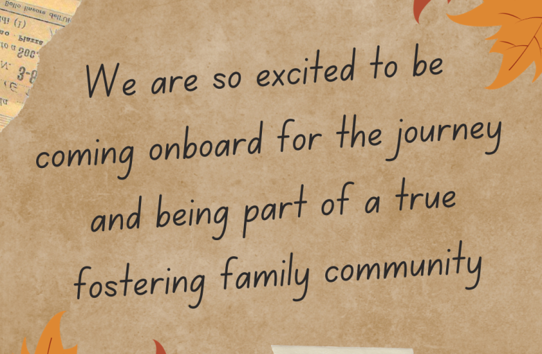 Quote from Carl: "We are so excited to be coming onboard for the journey and being part of a true fostering family community."